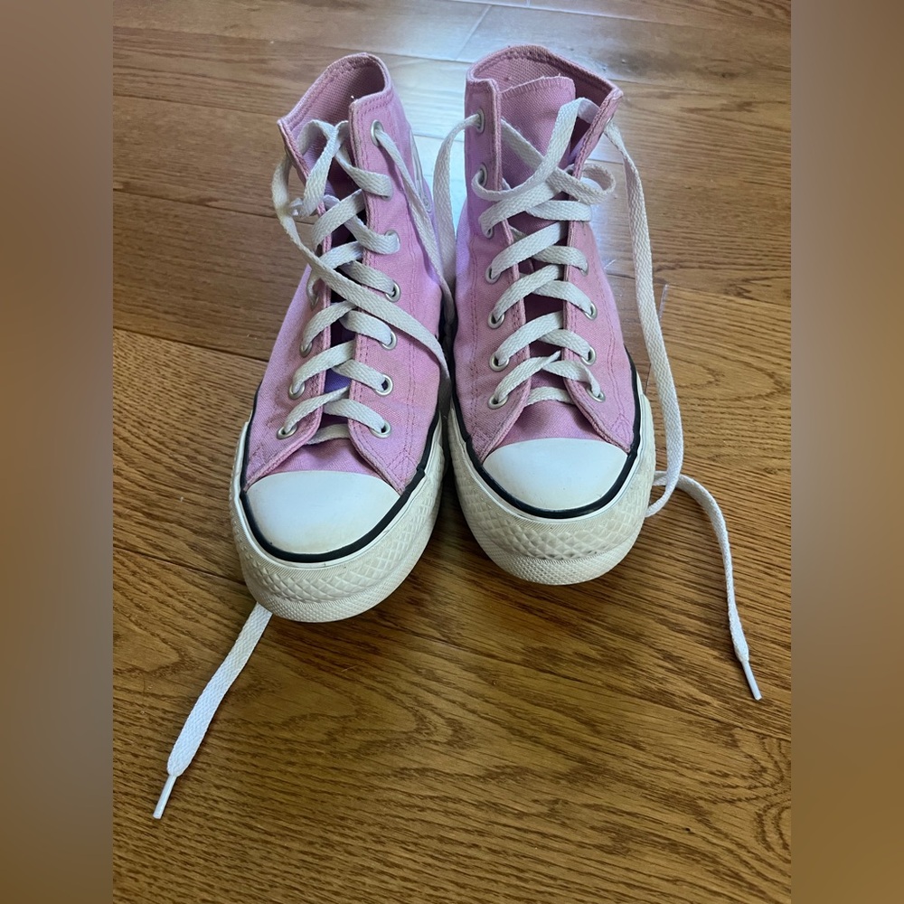 Converse Pink and White Eva Lift platform High-Top Sneakers youth size 4